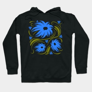 Folk flowers floral art print Flowers abstract art Hoodie